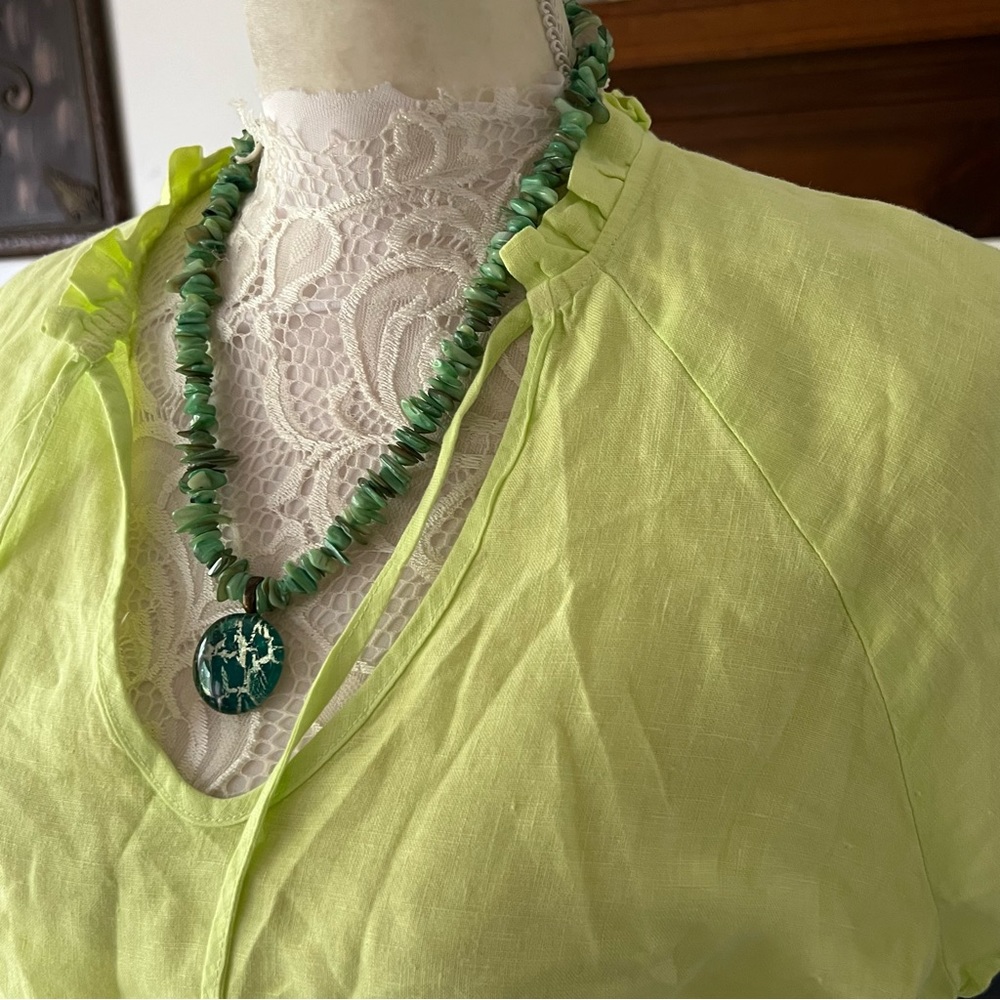 S’EDGE sundress lime green 100% French linen size xl NWT - Picture 9 of 11